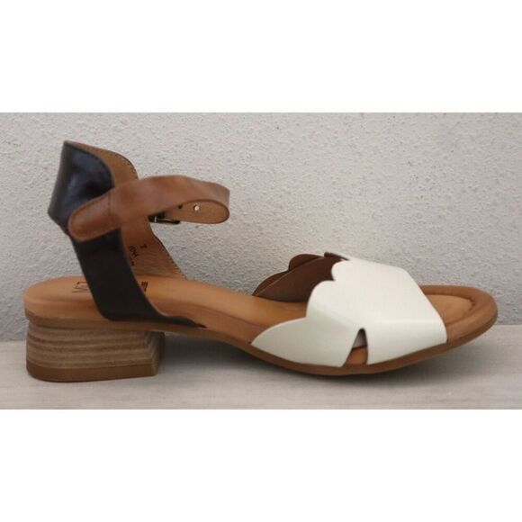 Miz Mooz WMN Sz 37 US 6.5-7 Linen Multi Feena Leather Strappy Heeled Sandals - Picture 5 of 12